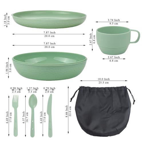 6 Piece Camping Mess Kit with Bowl (‎2.Green)