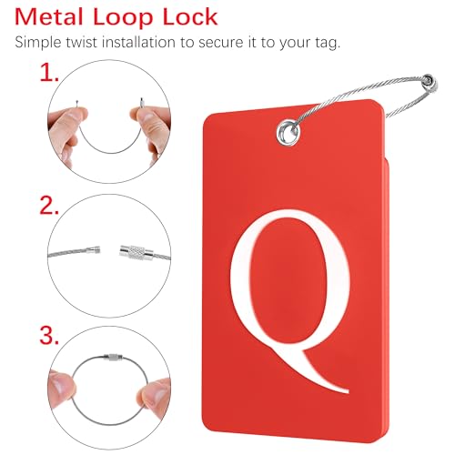 2 Pack Initial Luggage Tags for Suitcases Airplane Travel Essentials (Large Q / Red)