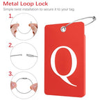 2 Pack Initial Luggage Tags for Suitcases Airplane Travel Essentials (Large Q / Red)