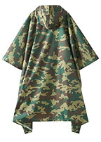 Hooded Rain Poncho for Adults (Green Camo 1/4 Zipper)