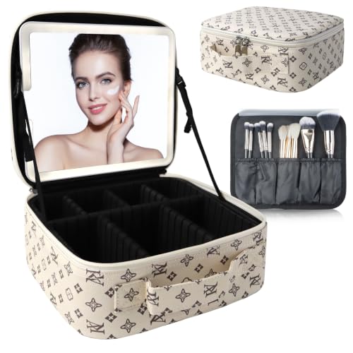 Makeup Bag with Led Mirror (Beige / with LED mirror)