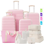 Luggage set 13 Piece 16 20 24 28 IN Hardside Suitcase with Bags (Luggage Set With Bags / Light Pink(13 piece))