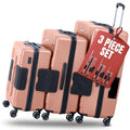 Patented Connecting Hard Shell 3 Piece Luggage Set (Pink / 3-Piece Set)
