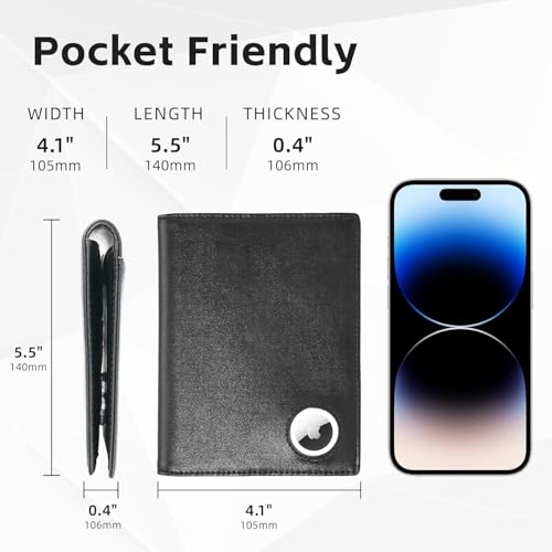 Passport Holder for Travel with AirTag Slot (Black)
