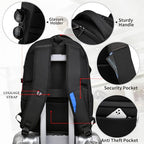 17 Inch Laptop Backpack for Travel Water Resistant College Backpack for Men (Black With Red Tsa Lock / 17 Inch)