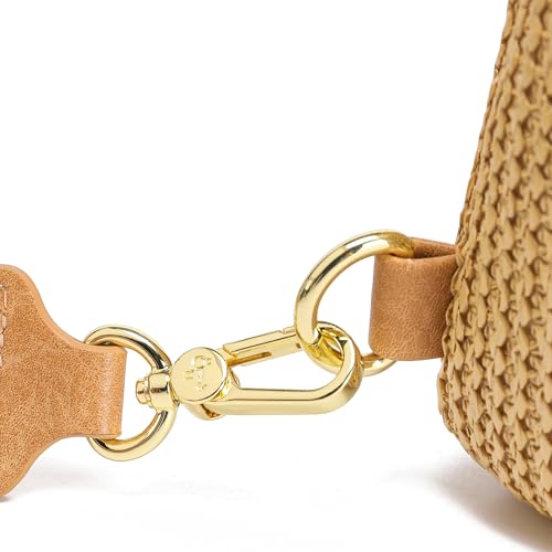 Faux Straw Crossbody Bags for Women Small RFID Summer Sling Bag (Classic Khaki)