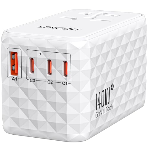 140W International Travel Adapter (140W-1A3C(4 Fast Charger Ports) / White)