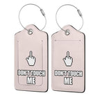 2 Pack Luggage Tags for suitcases Pink Don't Touch Me TSA Approved Label Luggage Tag Baggage Tag Leather Stainless Steel Loop Label Tag for Men Women Travel Bag Suitcase (Pink Don't Touch Me)