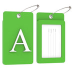 2 Pack Initial Luggage Tags for Suitcases Airplane Travel Essentials (Large A / Green)