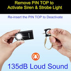 135dB Rechargeable Personal Alarm with Ultra Bright Flashlight (Black / Rechargeable & Built-in Flashlight)