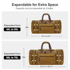 Large Canvas Duffle Bag for Travel (Camel Brown / 55L)