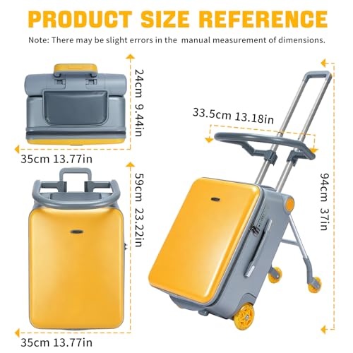Expandable Luggage with Spinner Wheels (Yellow)