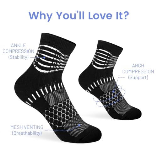 Ankle Compression Socks Women Men Plantar Fasciitis Relief 5 Pairs (Small / Black+white+dark Grey（5 Pairs Gift Box）)