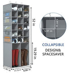 18+2 Section Hanging Shoe Organizer with Side Pockets (Grey With 10 Mesh Pockets / 20 Sections)