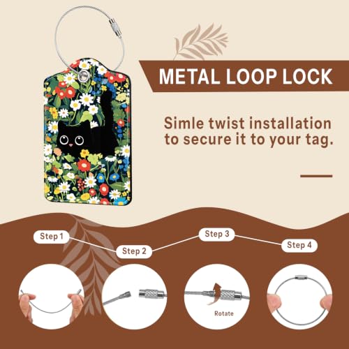 2Pcs Cat Luggage Tags for Suitcase (Funny-cat Floral)
