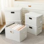 Collapsible Storage Bin with Lid [5 (Beige / M(5-Pack))