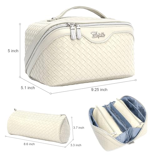 Travel Makeup Bag Cosmetic Bags for Women (L09 Beige)