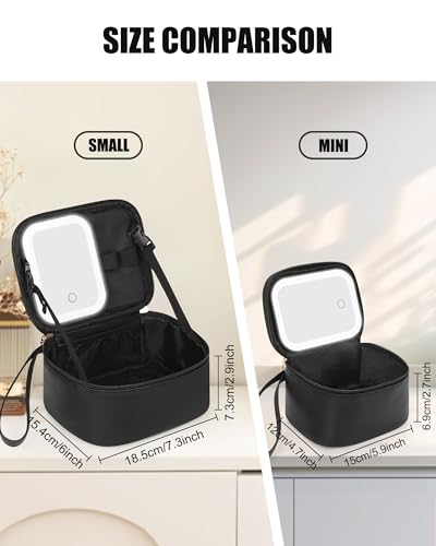 Travel Makeup Bag with Led Mirror (01-Black / Small)