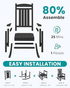 Oversized Outdoor Rocking Chair Set of 4 (Black / 4 Packs)