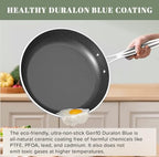 7pc Cookware Set Healthy Duralon Blue Ceramic Nonstick Coated (7 Piece Cookware Set / Vanilla Cream)