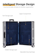 28 Inch All Aluminum Checked in Luggage with Leather Handle (Black / Checked in 26inch)
