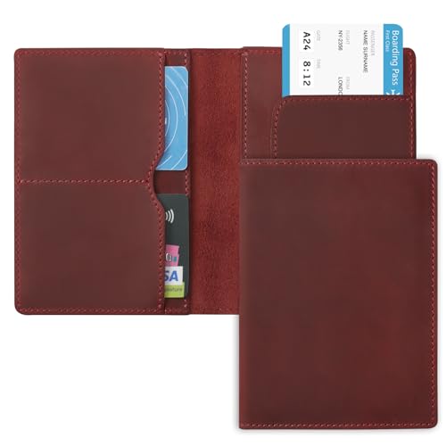 Leather Passport Holder (Red)
