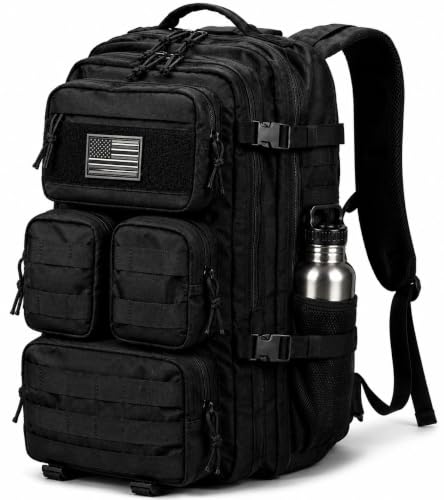 Large Black Tactical Backpack for Men (Black)