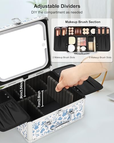 Makeup Bag with LED Mirror (Floral Print / Small)
