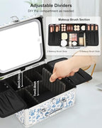 Makeup Bag with LED Mirror (Floral Print / Small)