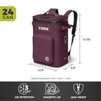 Magnetic Leak Proof 24 Can Soft Cooler with Waterproof Zipper (Mulberry / 24 Can)