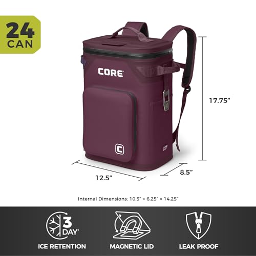 Magnetic Leak Proof 24 Can Soft Cooler with Waterproof Zipper (Mulberry / 24 Can)