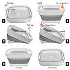 2.6 Gal Collapsible Baby Bottle Wash Basin with Drain Plug (Gray)