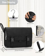 Travel Hanging Toiletry Bag for Men Women Travel Kit Shaving Bag (01 Black / Large)