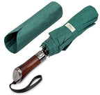 Folding Umbrella Lux Hardwood Handle Herringbone Jade Green (Herringbone Jade Green)