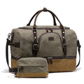 Nerlion Green Large Weekender Overnight Duffel Bag with Shoe Compartment and Leather Accents (Green)