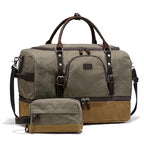 Nerlion Green Large Weekender Overnight Duffel Bag with Shoe Compartment and Leather Accents (Green)