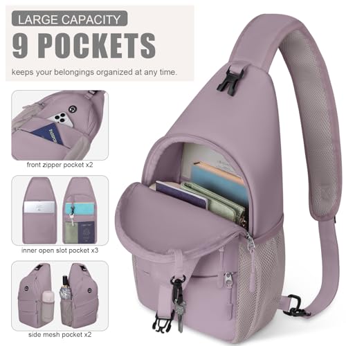 Crossbody Bags for Women Men Trendy Sling Bag Backpack Chest Bag (Large / Light Purple)