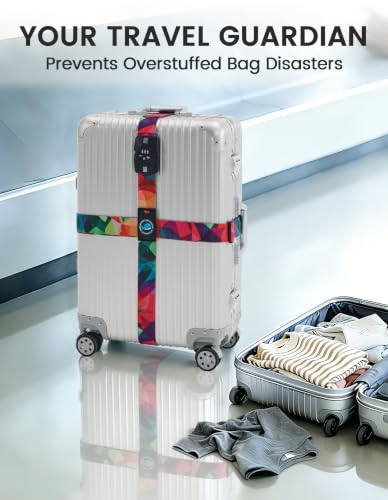 Travelkin Luggage Straps TSA Approved (Colorful Geometry)