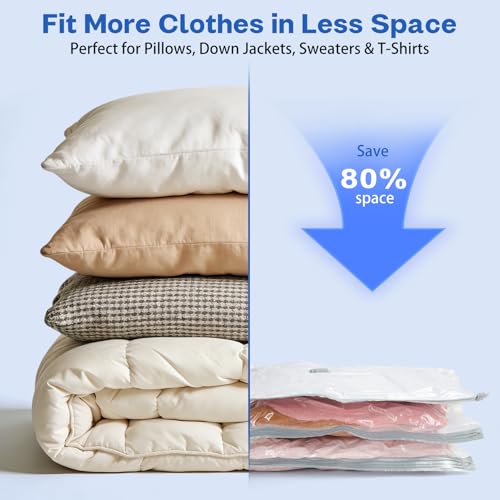 Travel Vacuum Seal Bags for Clothing with Cordless Electric Pump (12PCS)