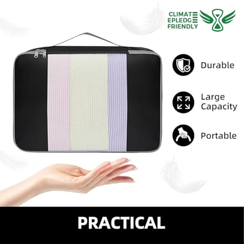6 Set Packing Cubes Various Sizes Packing Organizer for Travel Accessories Luggage Carry On Suitcase (06-Black / 6 Set-middle Mesh)