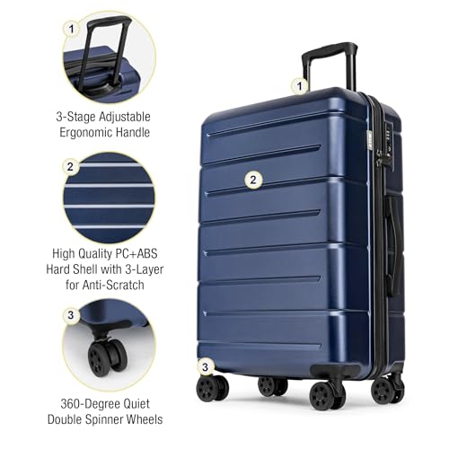 Luggage Sets 3 Piece Hardshell 20" (Navy / 3-Piece Set (20/24/28))