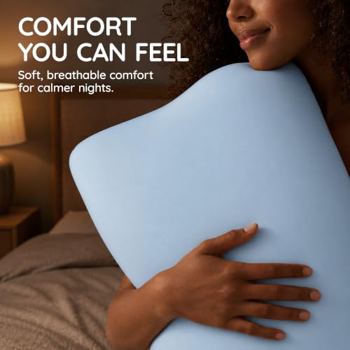 Queen Contour Memory Foam Pillow for Neck Pain Relief (Blue / Extra Queen Size)