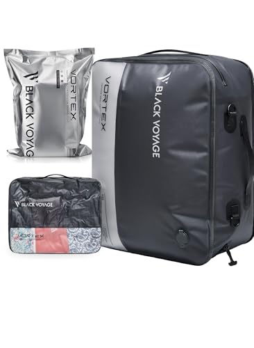 Black Voyage Reusable Vacuum Compression Travel Bag for Carry (Gray (1-Pack) / Large)