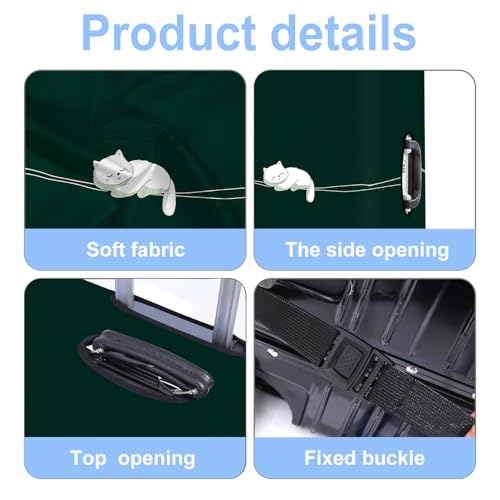 Luggage Cover Washable Suitcase Protector Anti (White cat / M(fits 24-26Inch suitcase))