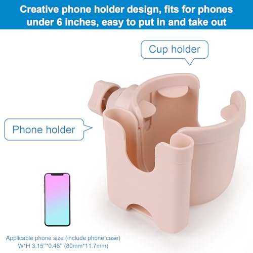 Stroller Cup Holder with Phone Holder (All Crystal Pink)