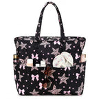 Large Beach Bag for Women (Black Pink)