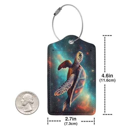 Sea Turtle Leather Luggage Tag with Stainless Steel Ring (2 PCS / Sea Turtle)