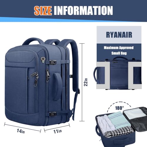 55L Travel Backpack (Blue / 18.4 inch (22"x14"x10"))
