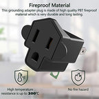 10 Pack ETL Listed 3 Prong to 2 Prong Adapter Converter (10 Pack / Black)