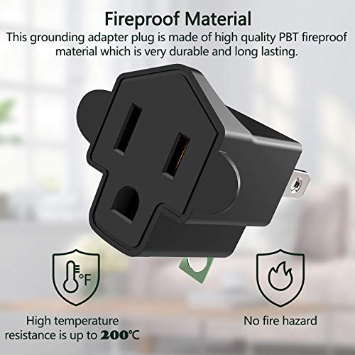 10 Pack ETL Listed 3 Prong to 2 Prong Adapter Converter (10 Pack / Black)